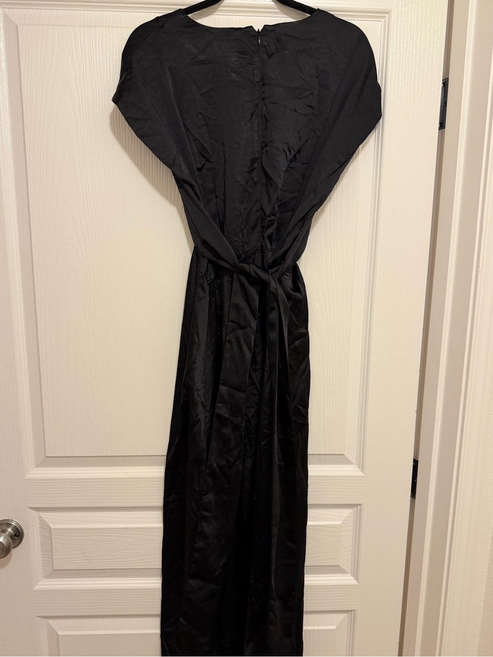 Böhme Black Midi Satin Dress with tie waist - Picture 3 of 7